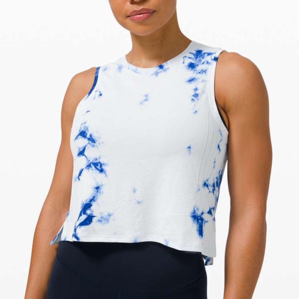 Lululemon Train to Be Tank Top Shibori Blue / White Tie Dye 2